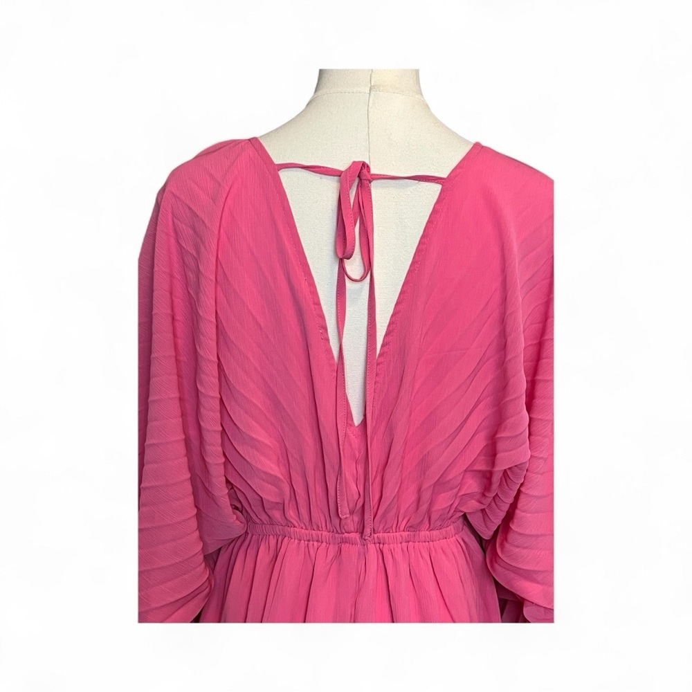 💗✨ EUC++ PROMESA Bubble Gum Pink Ripple Effect Pleated Kimono Mini Dress | Sz S - Picture 7 of 10